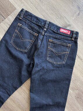 Vtg 90s Dish deep indigo straight leg mid rise denim jeans / sz 28